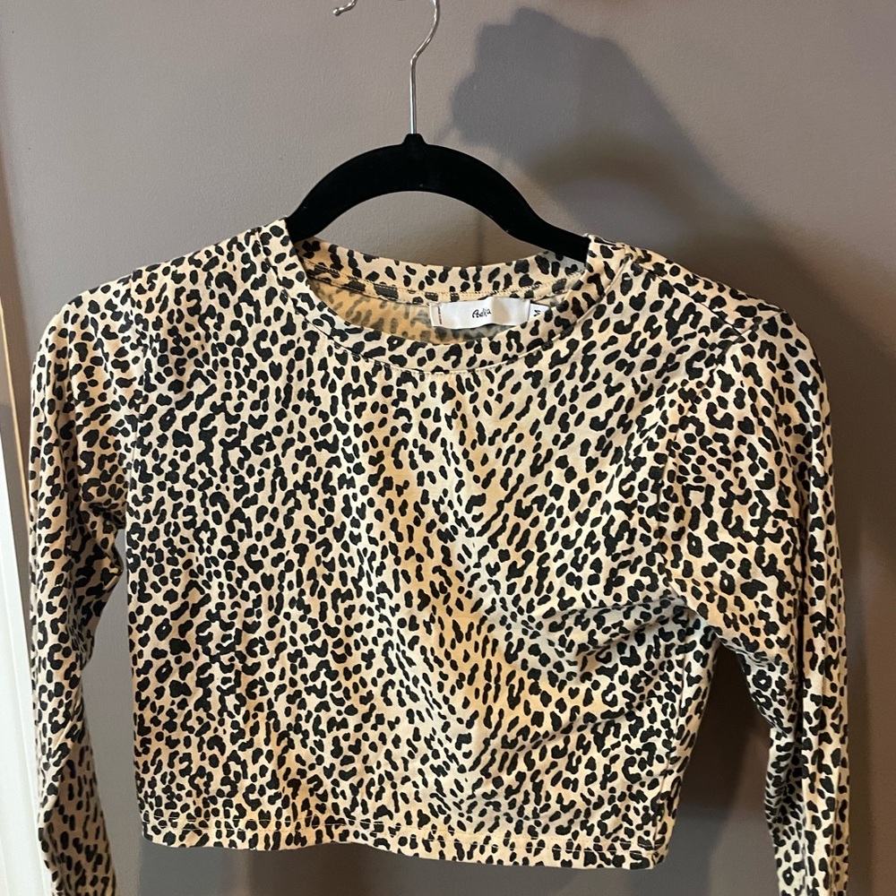 Alia Kids Leopard Print Long Sleeve Tee - Tan and Black